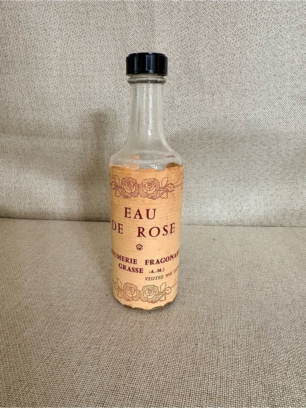 Vintage Fragonard Eau de Rose Bottle Grasse France Rose Water Perfume Display